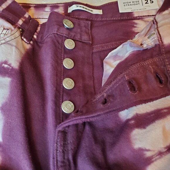 NWT PacSun Eco Raspberry Tie-Dye Button-Fly High-Rise Straight Leg Denim - 25 - Picture 8 of 12